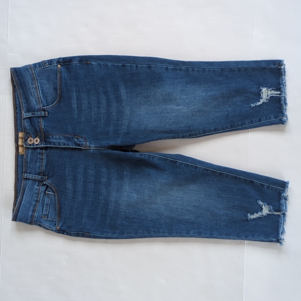 Honey & Bristle Distressed Frayed Hem Capri Jeans 10P Blue - Picture 1 of 15